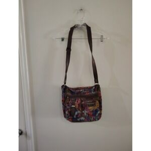 Relic by Fossil Multi Color Paisley Tapestry Crossbody Bag Brown Strap Boho